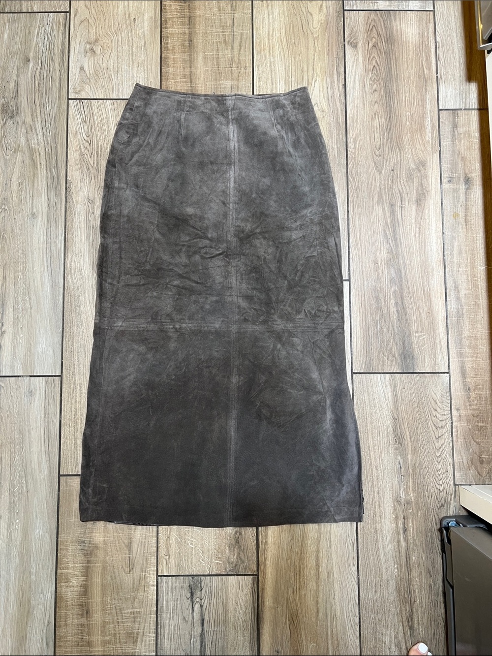 Sigrid Olsen Dark Taupe Suede Midi Skirt
